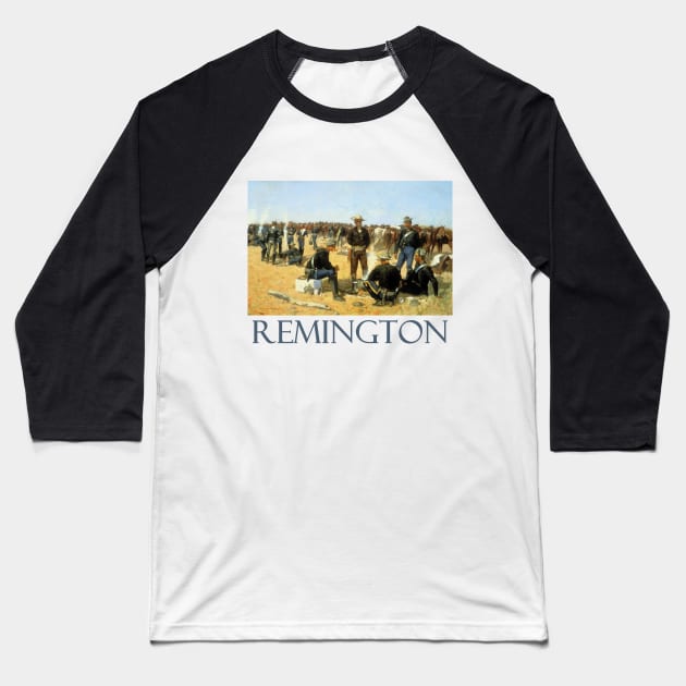 A Cavalryman's Breakfast on the Plains (1892) by Frederic Remington Baseball T-Shirt by Naves